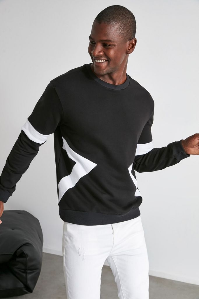 Men's Monochrome Sweater size: L, colour: Black