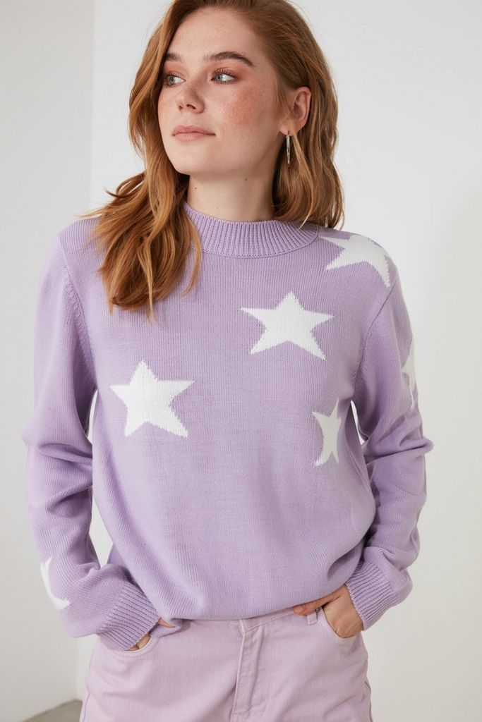 Lilac Star Long Jumper size: L, colour: LIlac