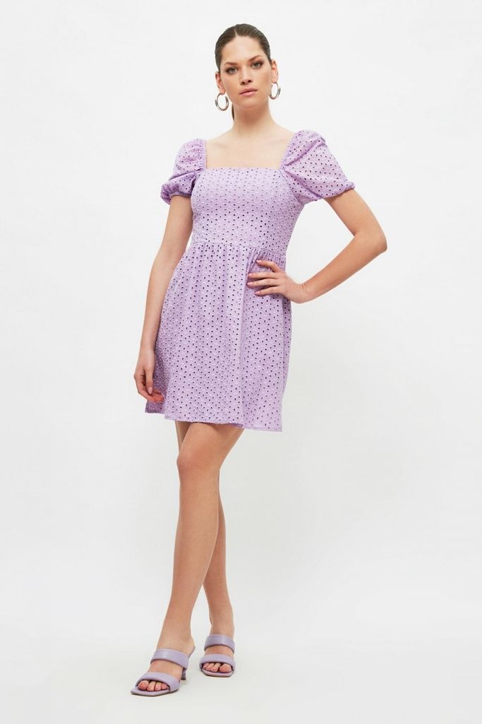 Lace Brodie Mini Dress size: 10 UK, colour: Lilac