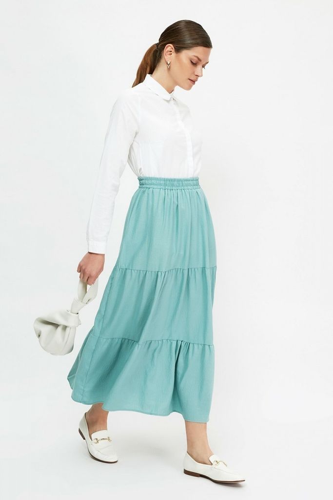Mint Tiered Midi Skirt size: 10 UK, colour: Mint