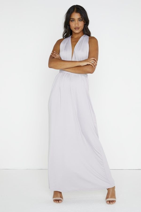 Whisper Plunge Maxi Dress size: M/L, colour: Grey