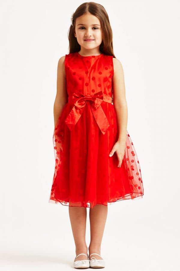 Red Polka Dot Mesh Dress size: 11-12 Yrs, colour: Red