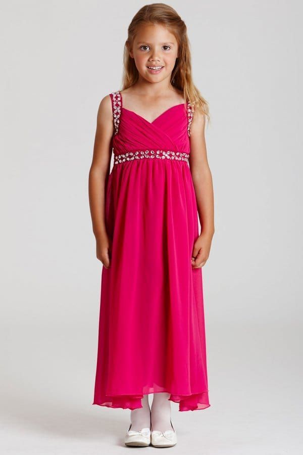 Pink Chiffon Maxi Dress size: 11-12 Yrs, colour: Pink
