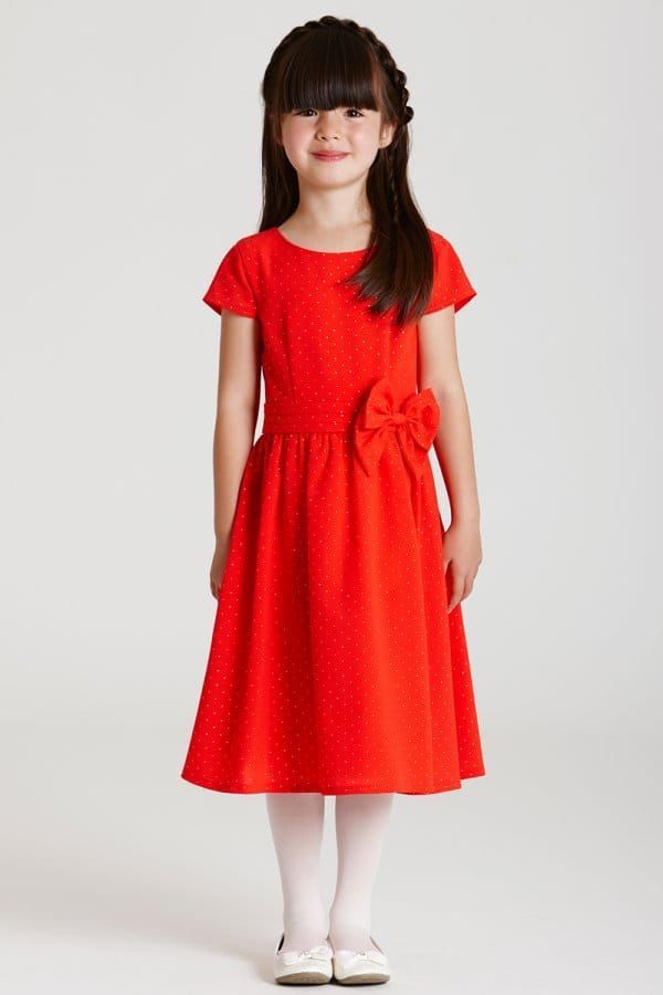Orange Cap Sleeve Bow Waist Dress size: 11-12 Yrs, col