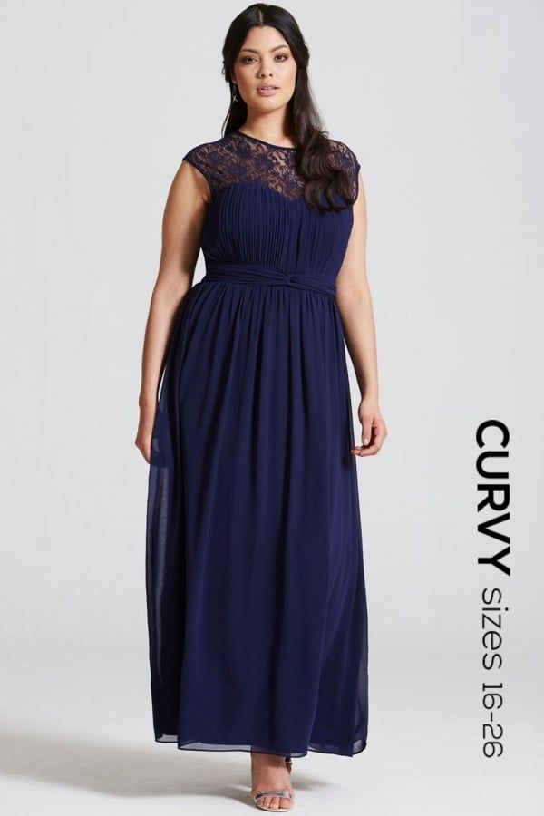 Navy Sheer Lace Maxi Dress size: 14 UK, colour: