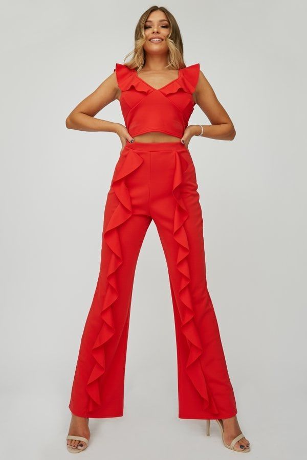Red Frill Trousers Co-ord size: 10 UK