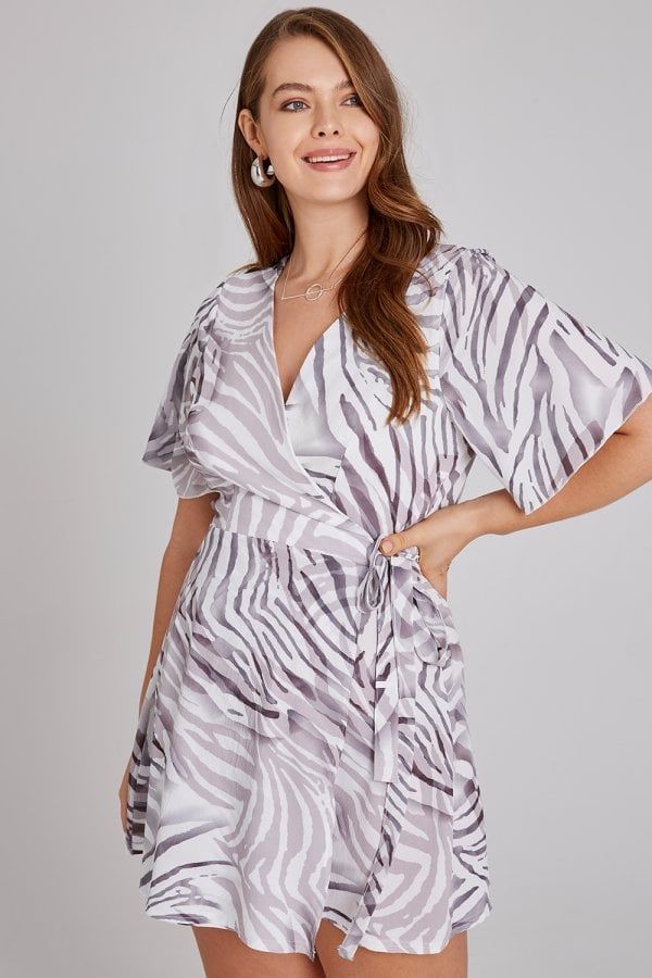 Florrie Zebra-Print Tea Dress size: 18 UK, colour: