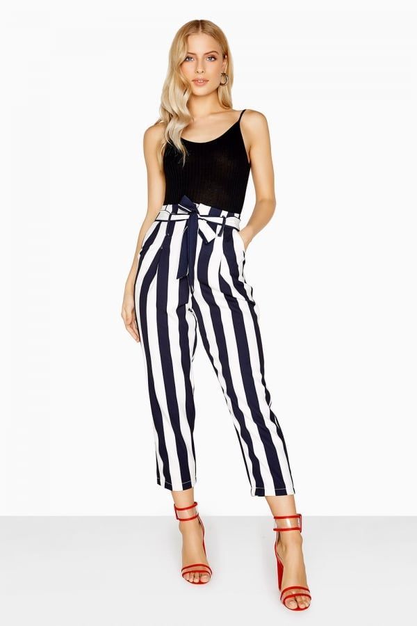 Stripe Trousers size: L, colour: Navy / White
