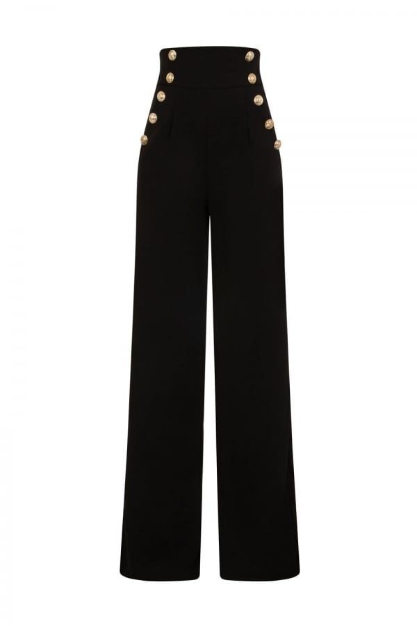 High Waist Trousers  size: L, colour: Black