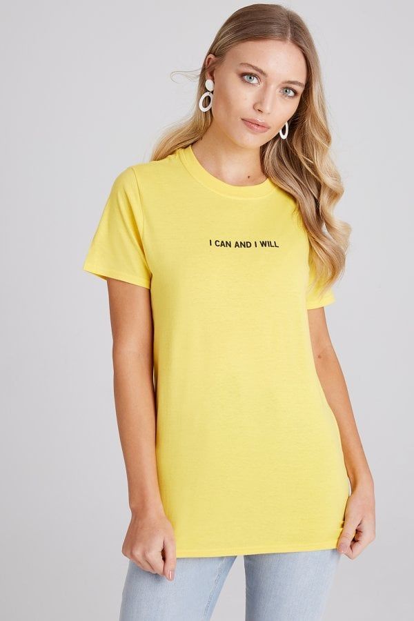 Yellow I Can And I Will T-Shirt size: 10 UK, colour: Yel