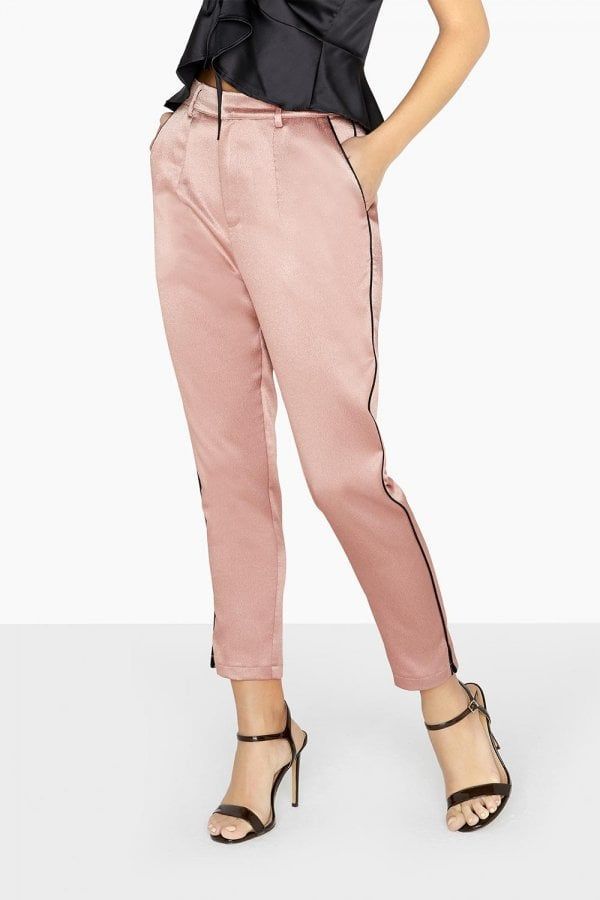 Whitney Satin Trousers With Contrast Piping  size: 10
