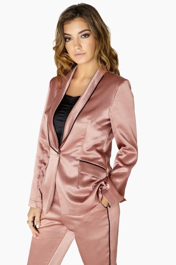 Whitney Satin Blazer With Contrast Piping  size: 10 UK