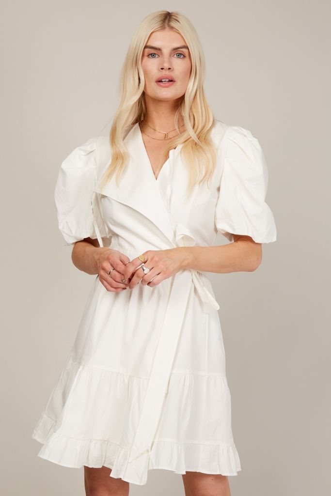 White Wrap Smock Dress size: 10 UK, colour: White