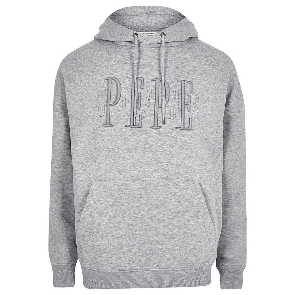 Mens River Island Pepe Jeans Grey logo hoodie