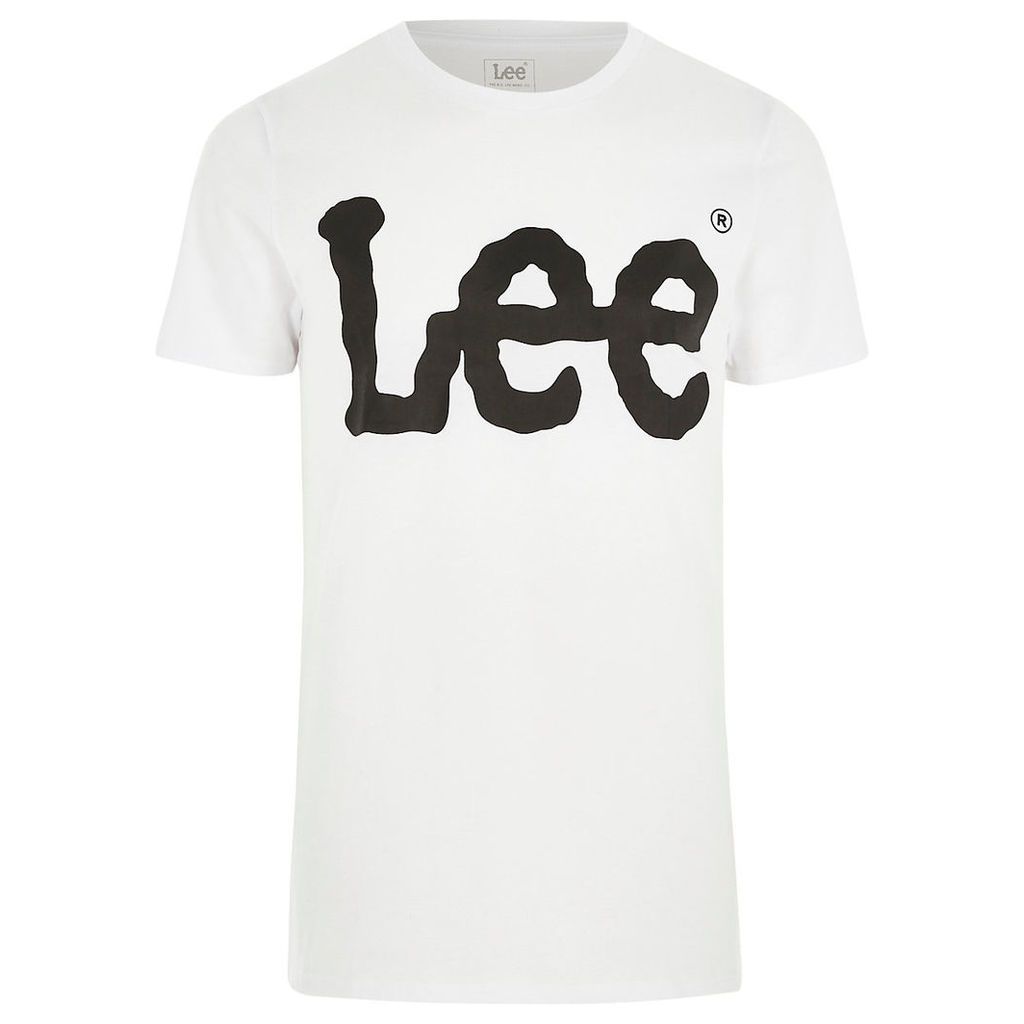 Mens Lee White logo print crew neck T-shirt