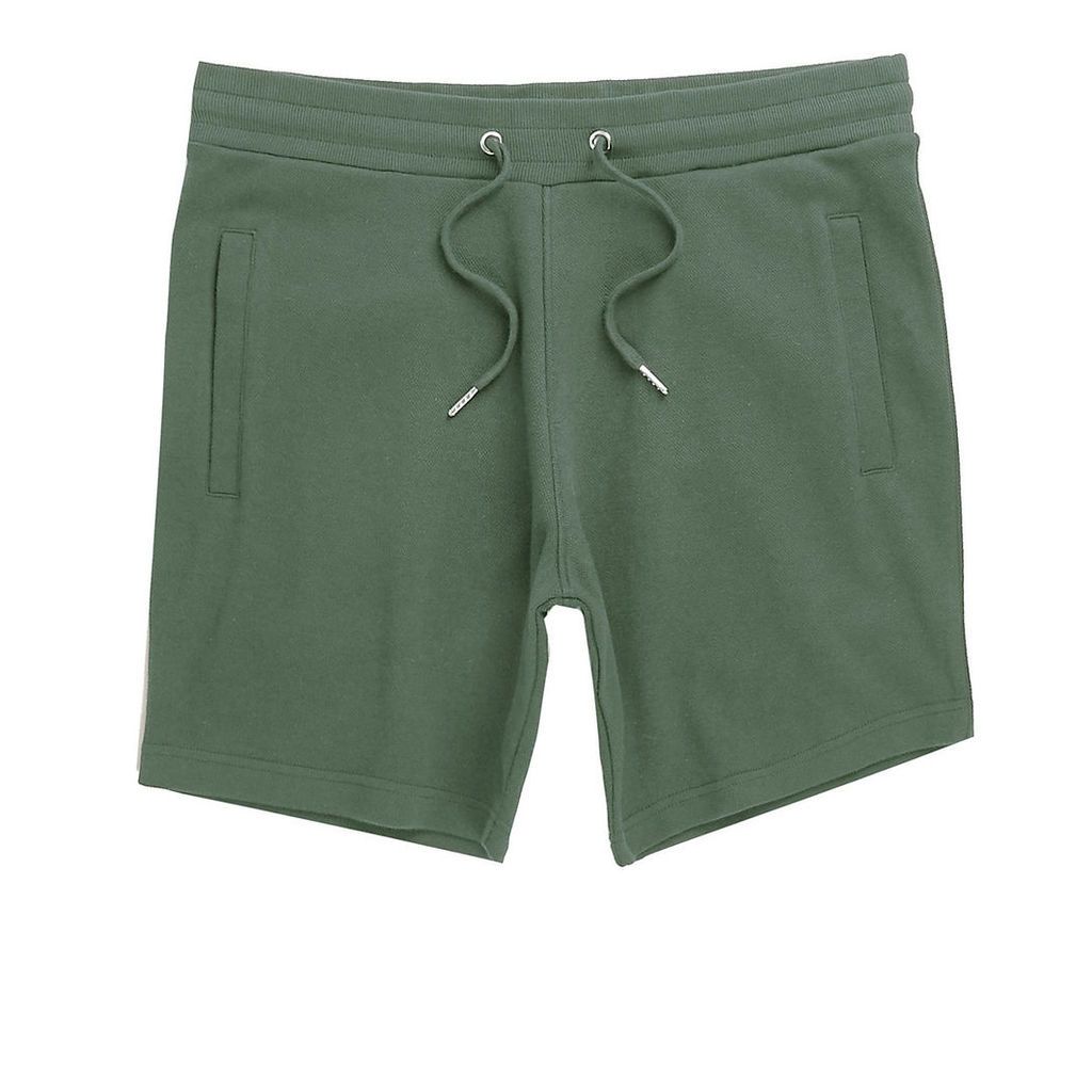 Mens Khaki green twill shorts