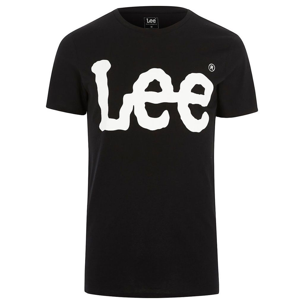 Mens Lee Black logo print crew neck T-shirt