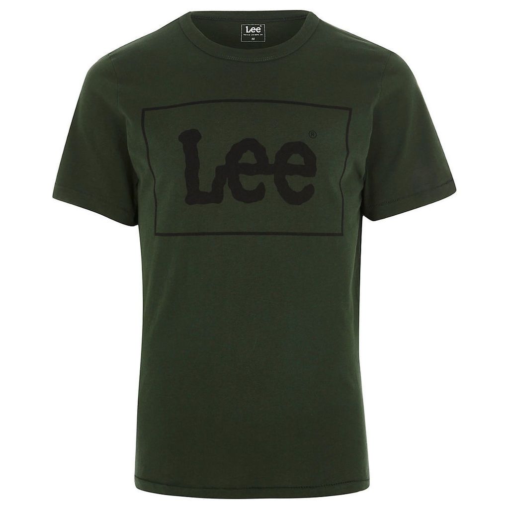 Mens Lee dark Green logo print crew neck T-shirt