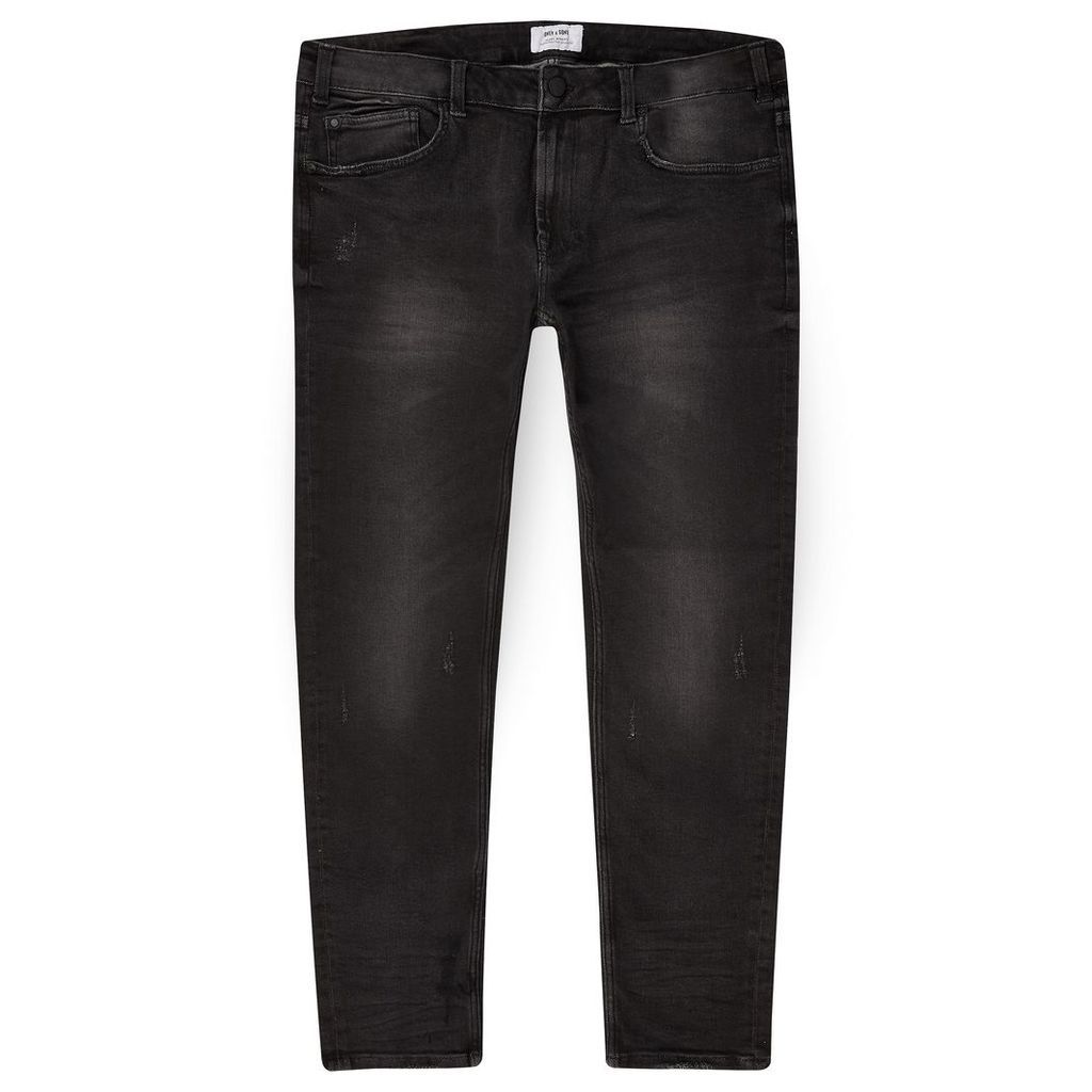 Mens River Island Only & Sons Big and Tall Black skinny jeans