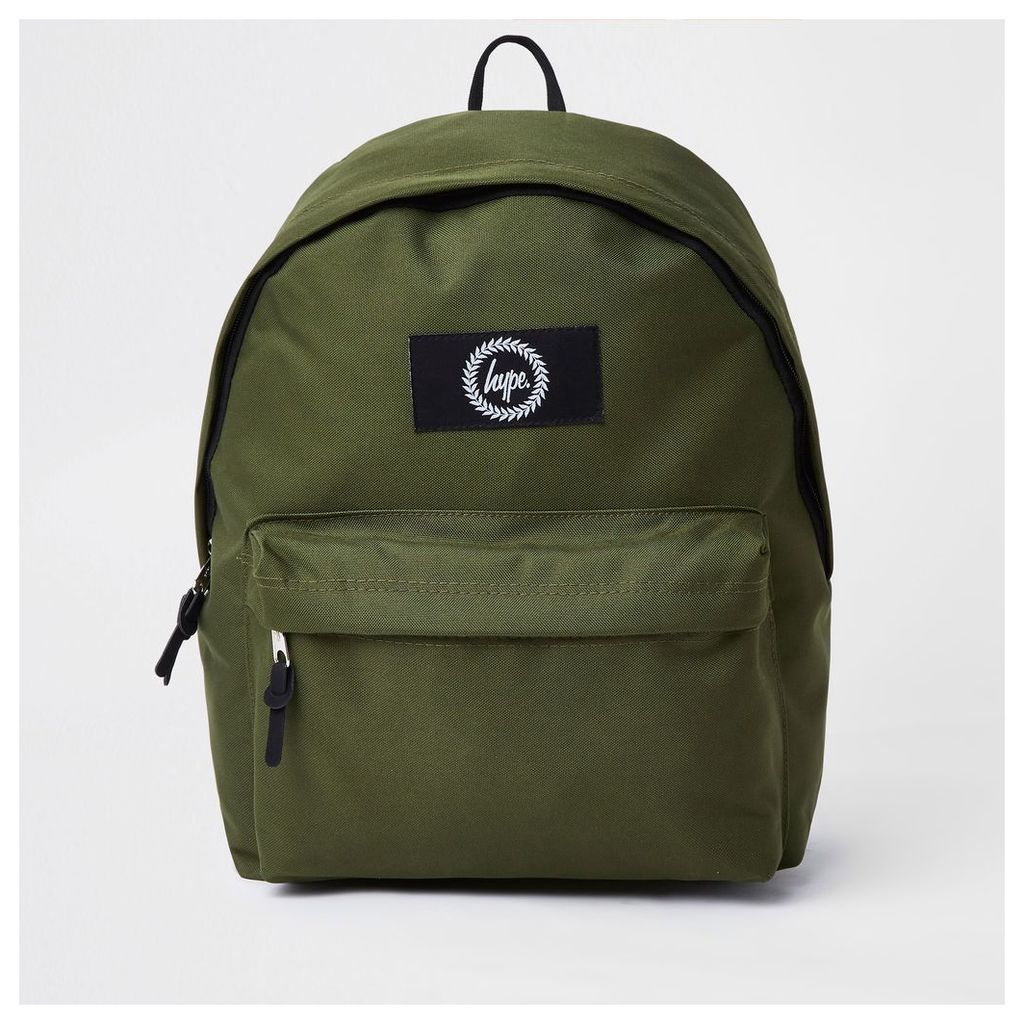 Mens Hype Khaki green embroidered backpack
