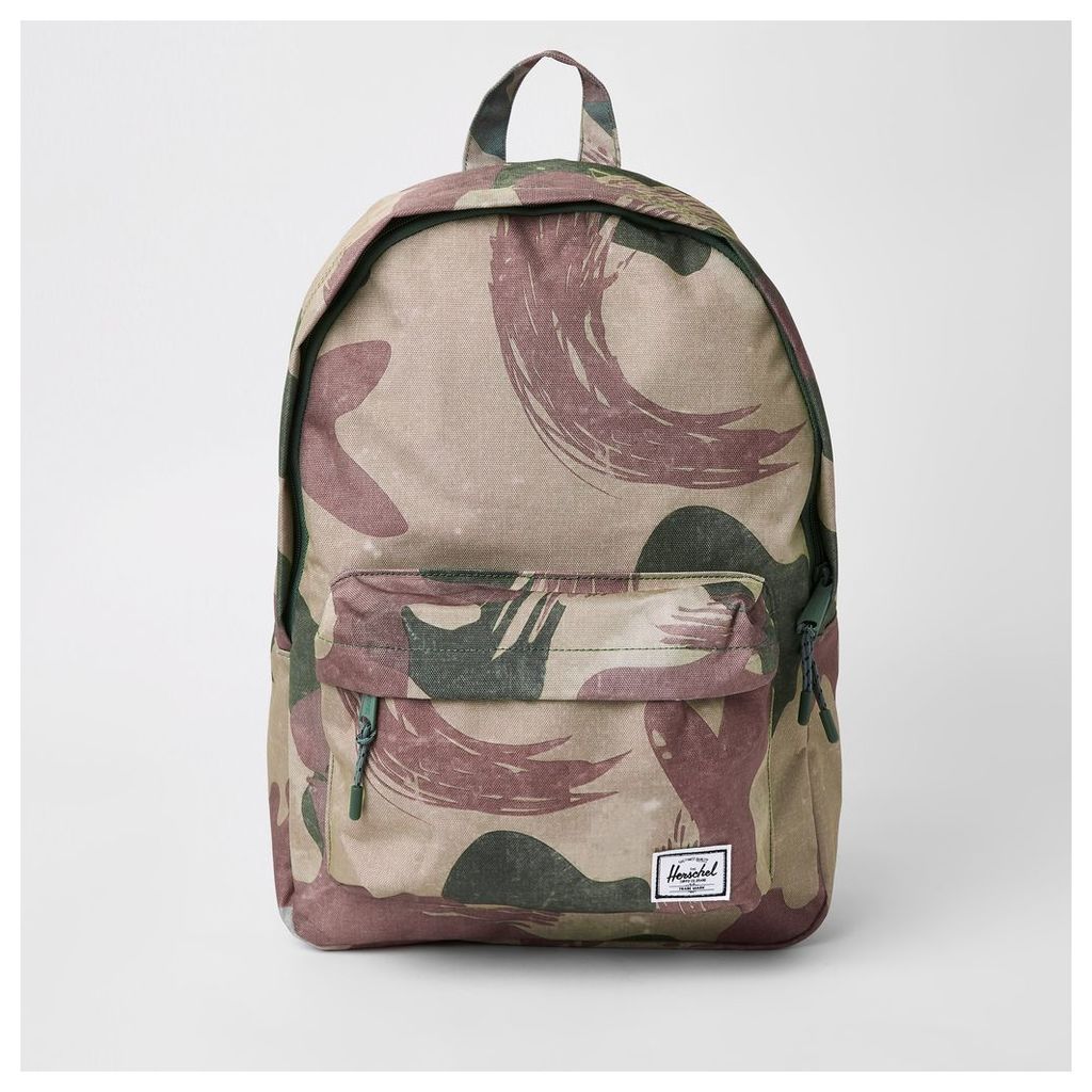 Mens River Island Herschel Green Classic camo backpack