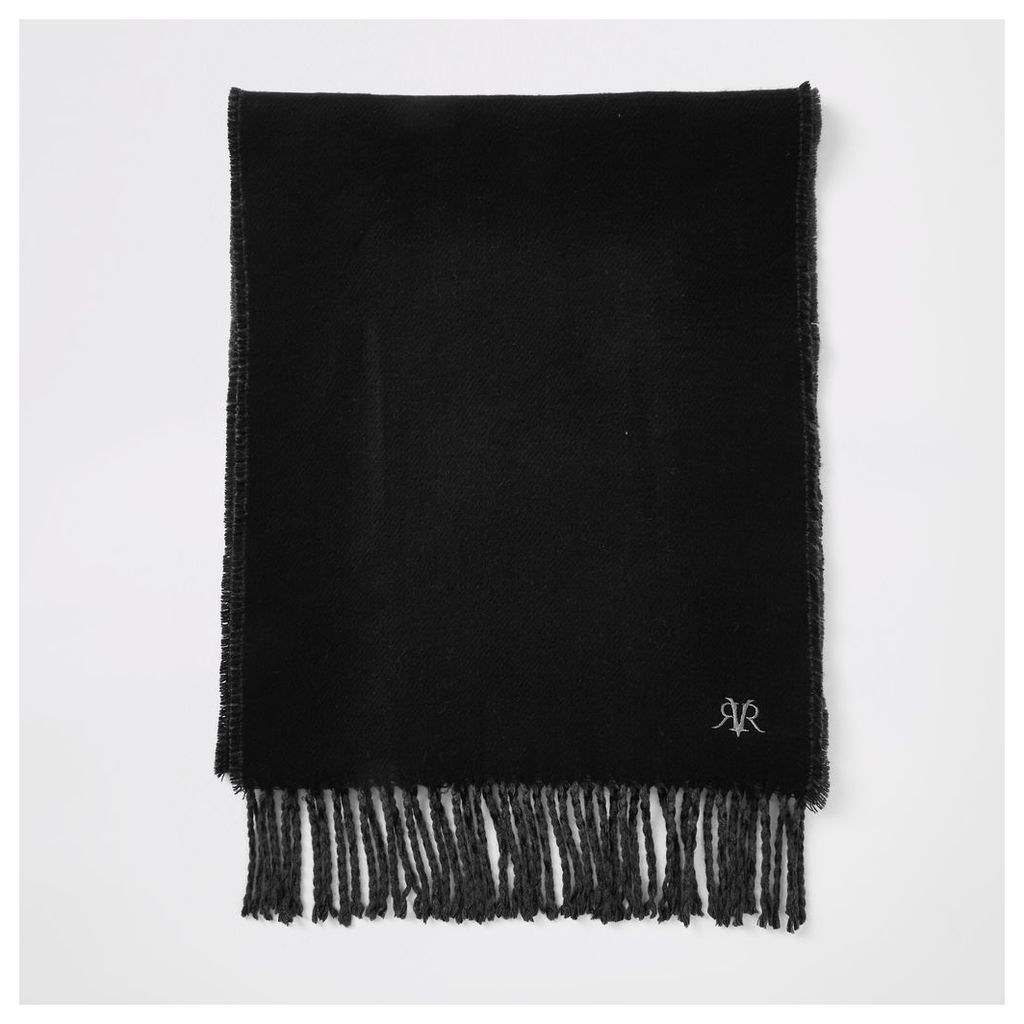 Mens River Island Black RVR embroidered scarf