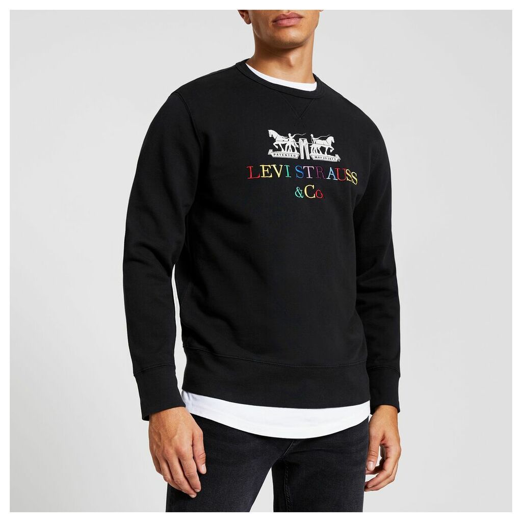 Mens River Island Levi's Black embroidered sweatshirt