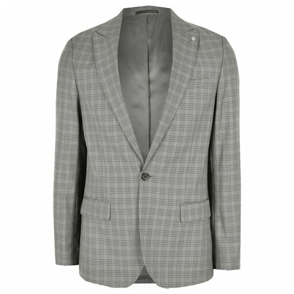 Mens River Island Big and Tall check skinny fit suit jacket