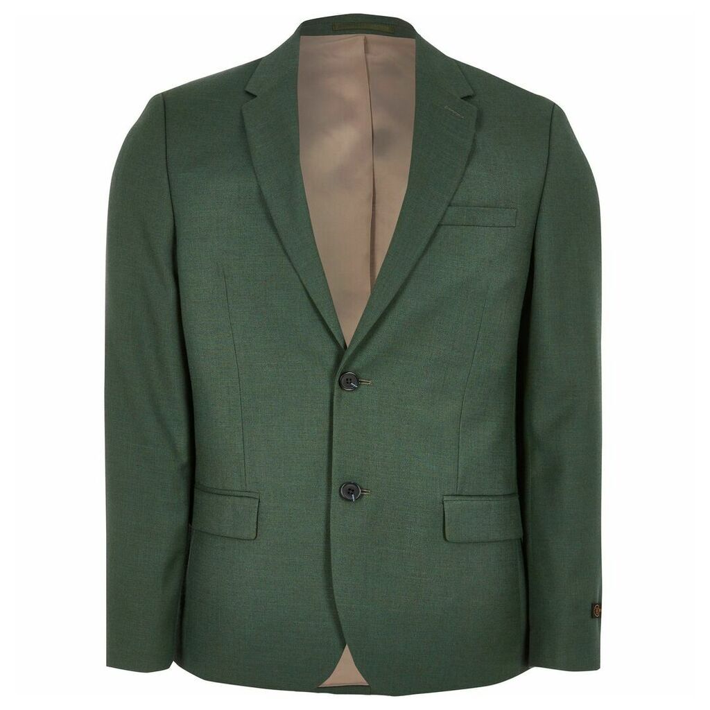 Mens River Island Big and Tall Green skinny fit suit jacket