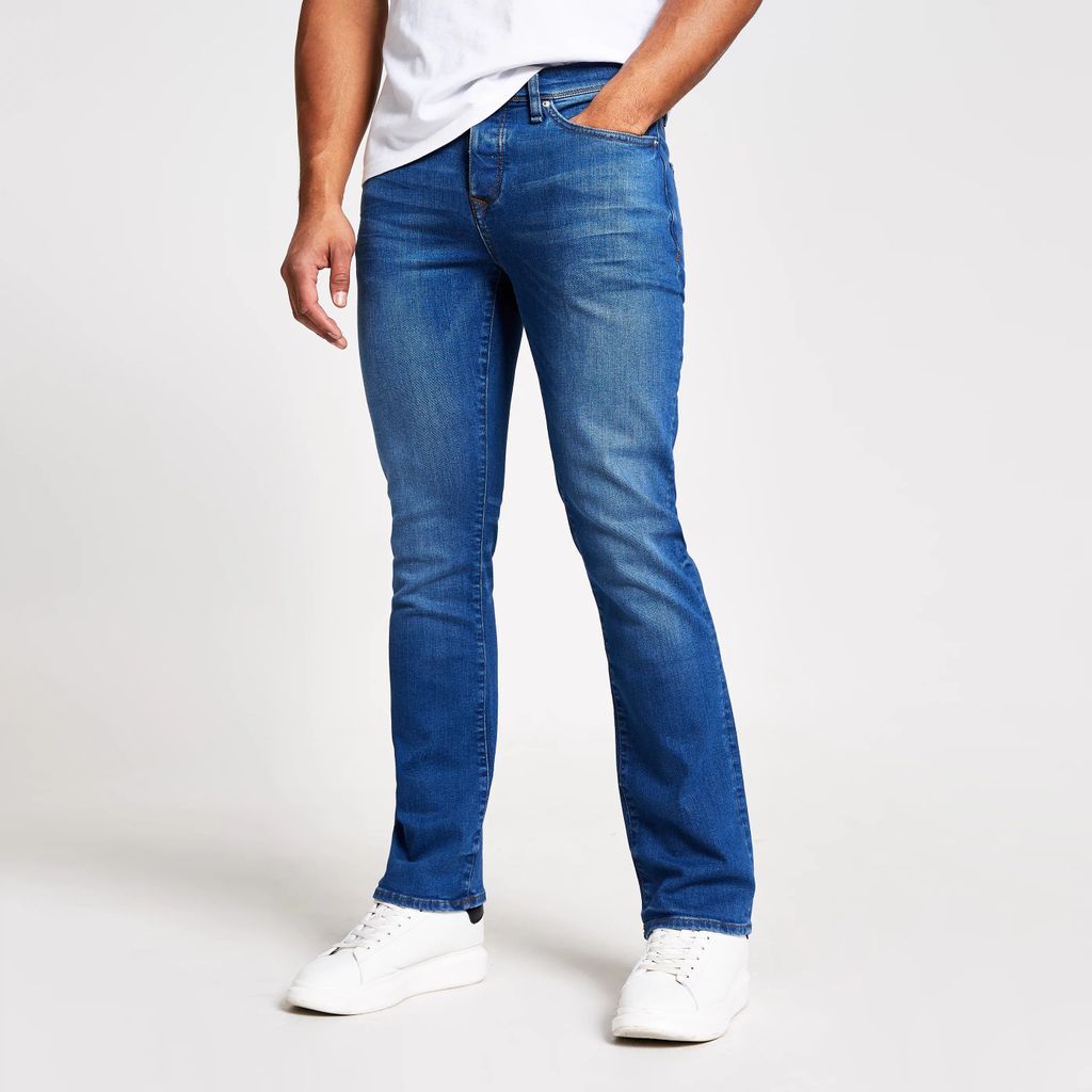Mens River Island Blue washed bootcut jeans
