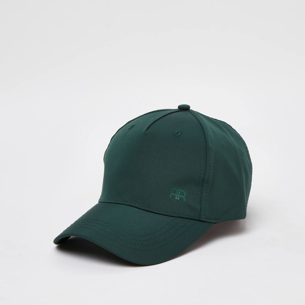 Mens River Island Green nylon RR printed cap