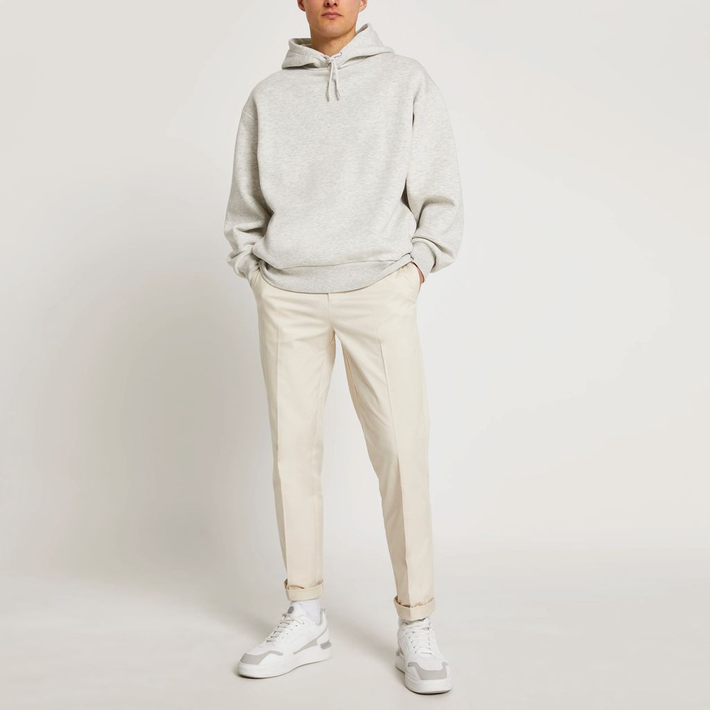 Mens River Island Cream relaxed fit chino trousers