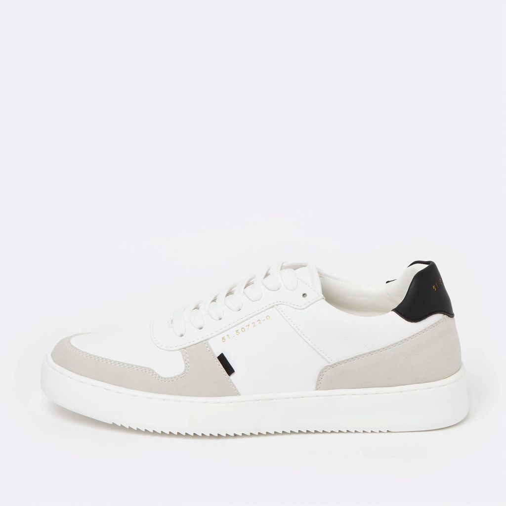 Mens River Island White low court lace up trainers