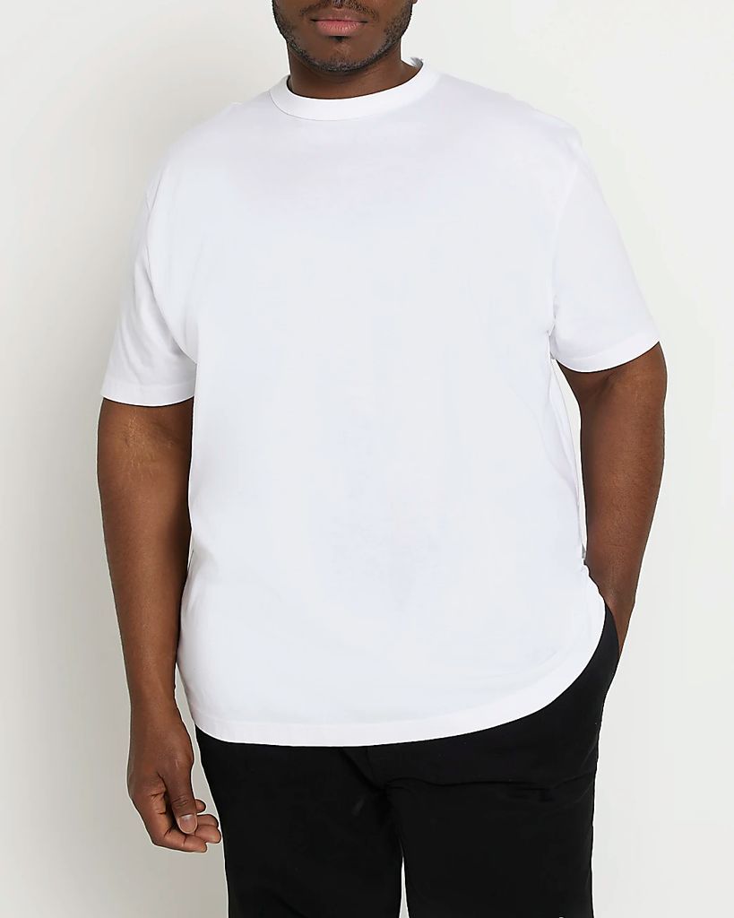 Mens River Island Big & Tall White Regular Fit T-Shirt