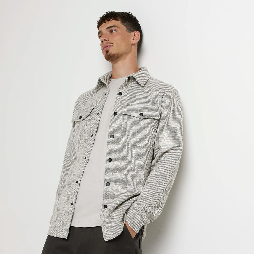 Mens River Island Grey Regular Fit Textured Overshirt