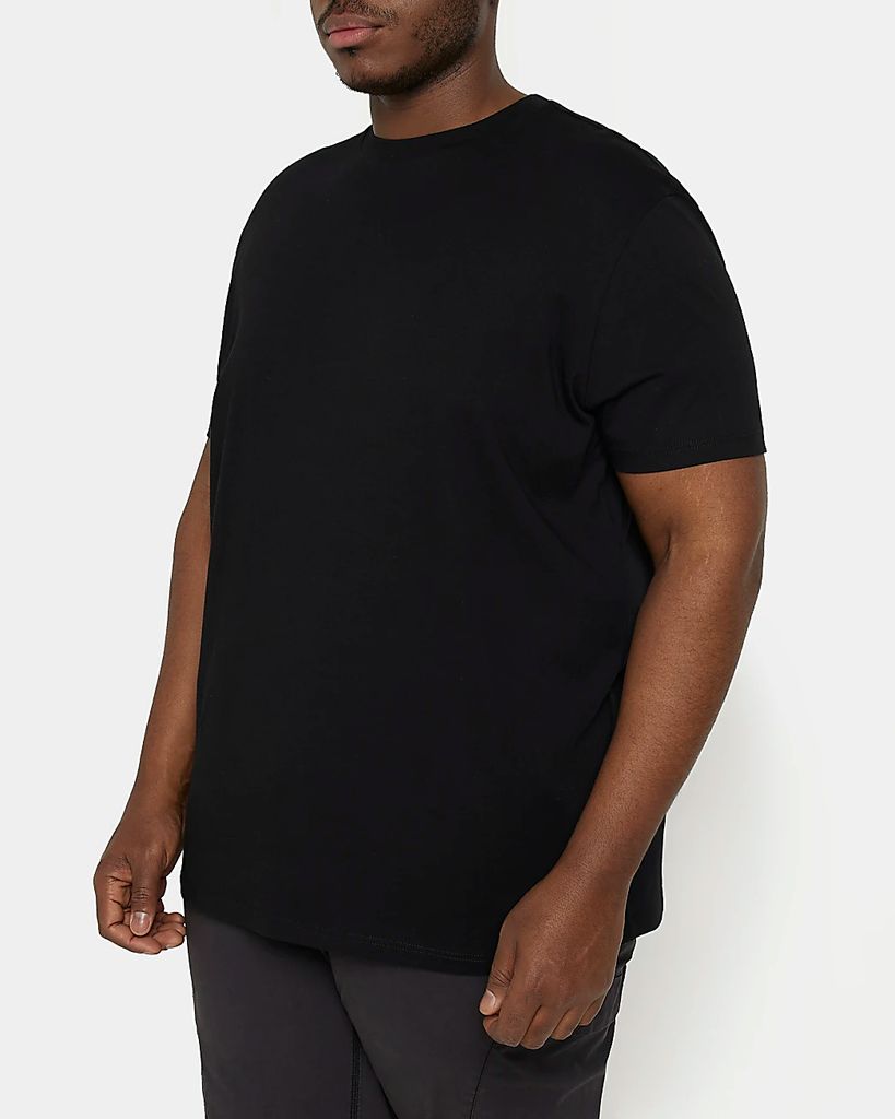 Mens River Island Big & Tall Black Slim Fit T-Shirt