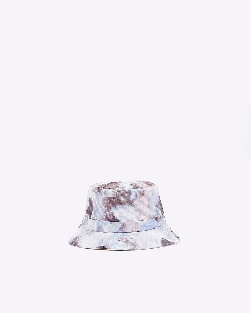 Mens River Island Blue Abstract Bucket Hat