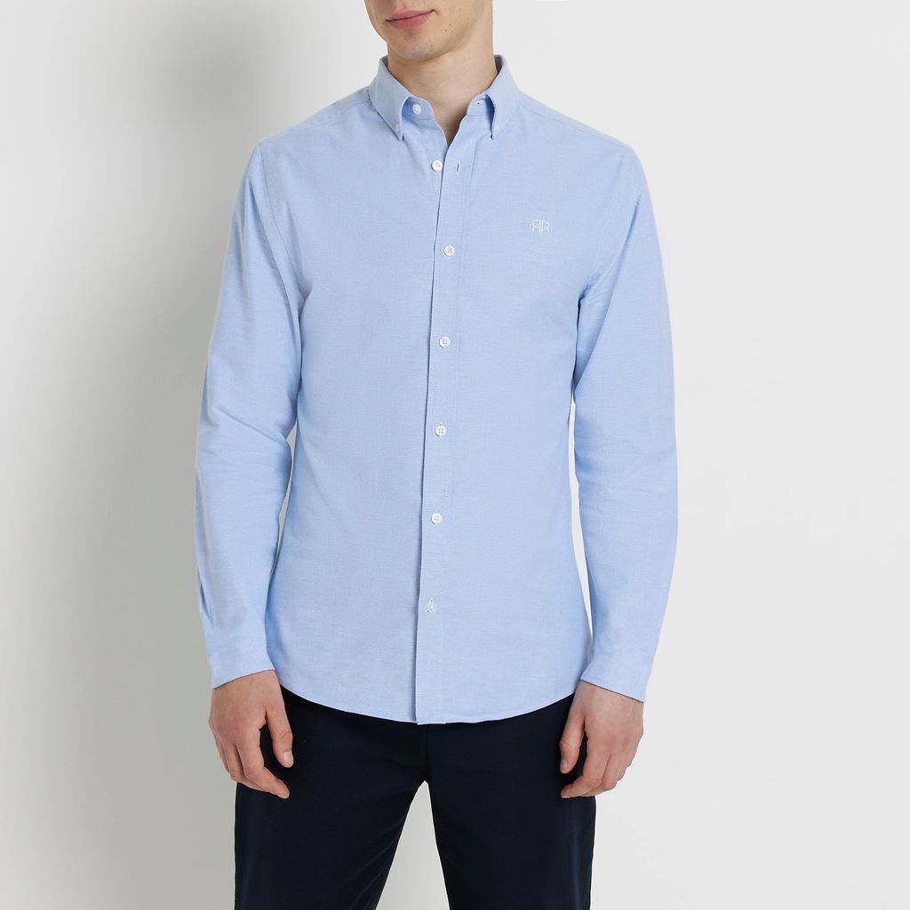 Mens River Island Blue Rr Slim Fit Oxford Shirt