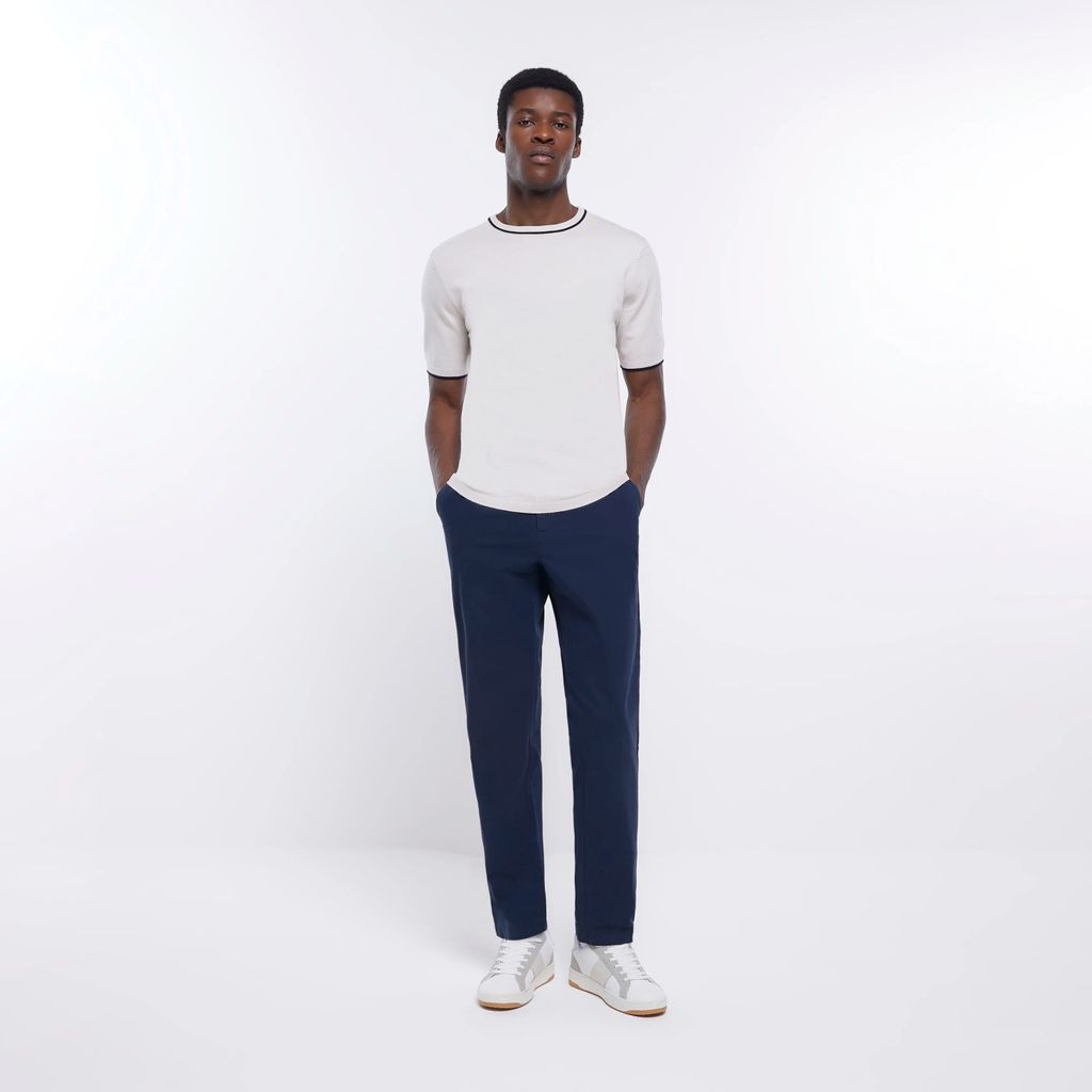 Mens River Island Navy Slim Fit Casual Chino Trousers