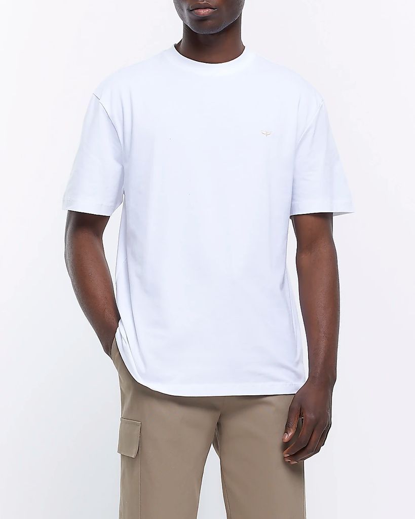 Mens River Island White Regular Fit Moth T-Shirt