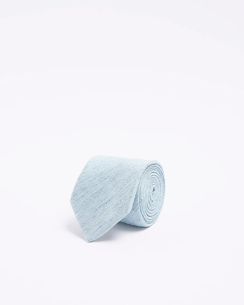 Mens River Island Blue Textured Tie