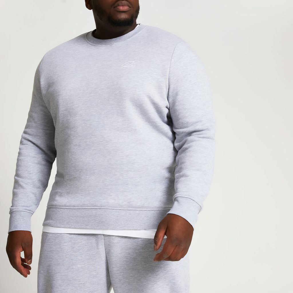 Mens River Island Big & Tall Grey Slim Fit Sweatshirt