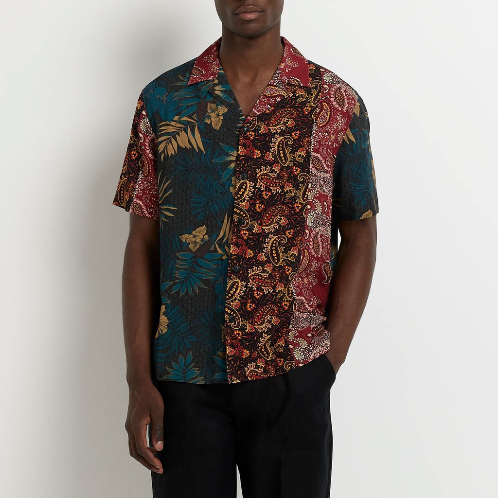 Mens River Island Black Regular Fit Paisley Floral Print Shirt