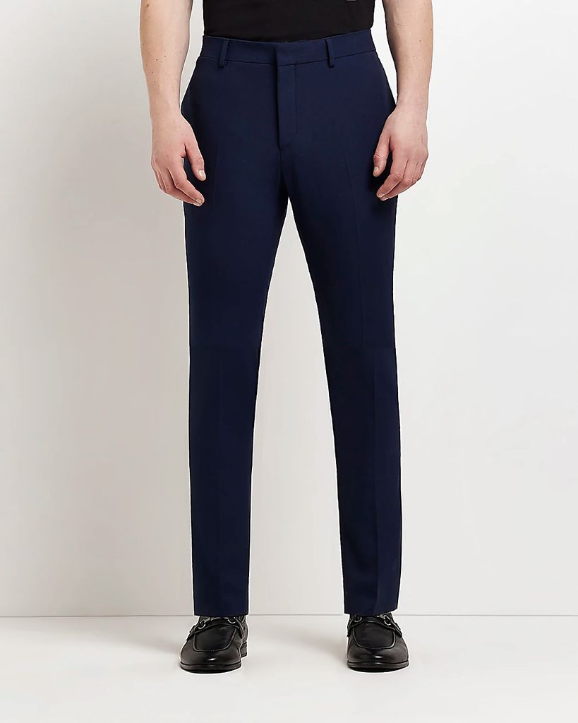 Mens River Island Navy Super Skinny Fit Suit Trousers