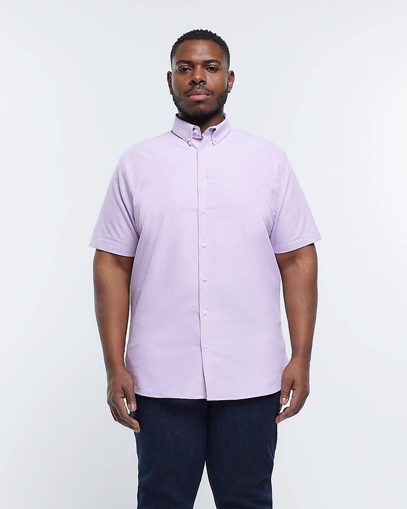 Mens River Island Big & Tall Purple Slim Fit Oxford Shirt