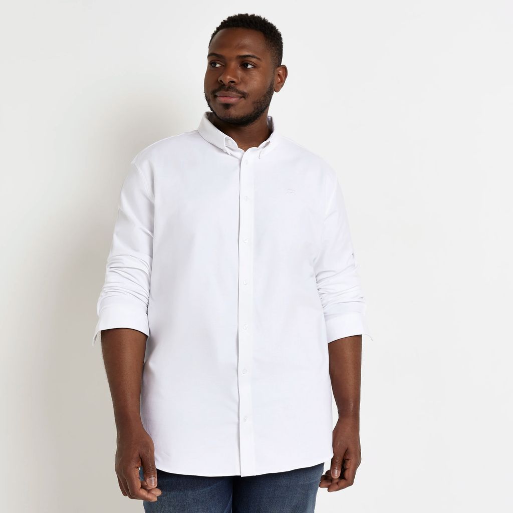 Mens River Island Big & Tall White Slim Fit Oxford Shirt