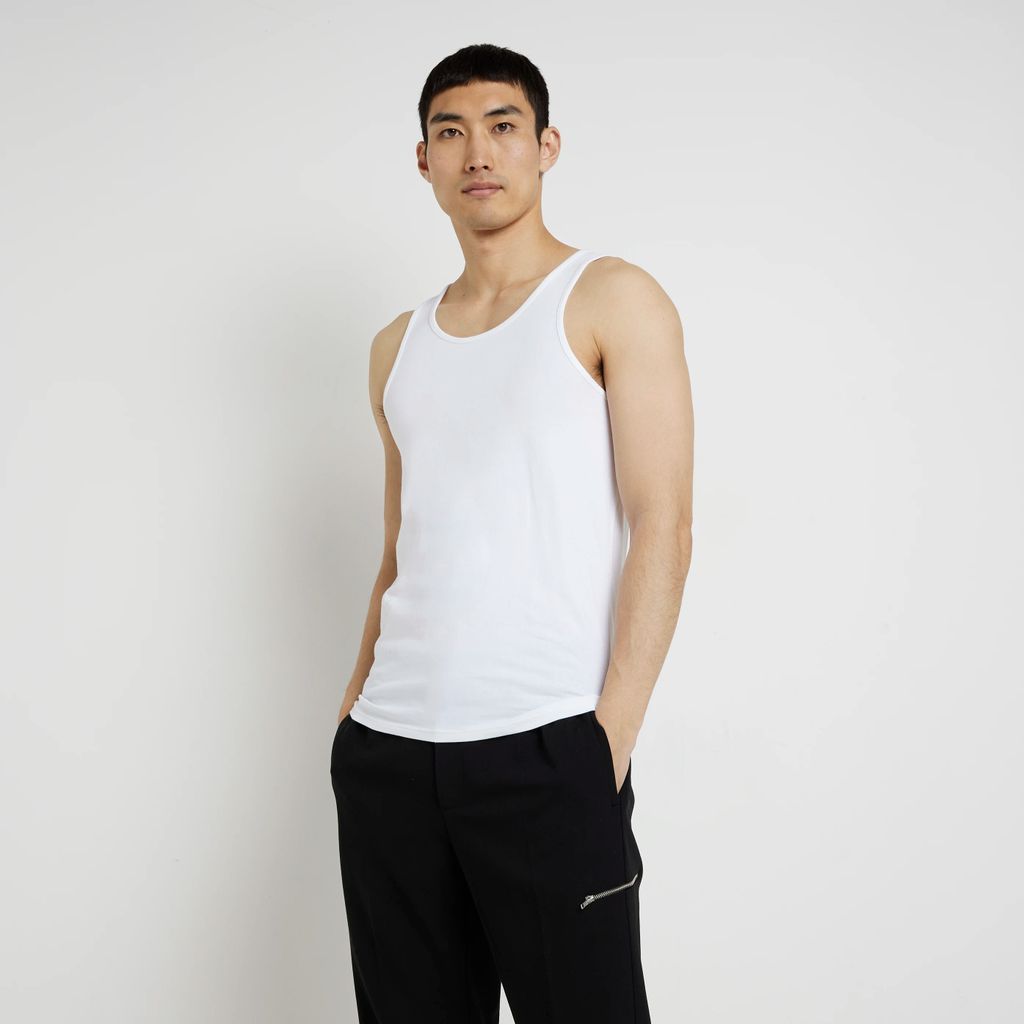 Mens River Island White Muscle Fit Vest