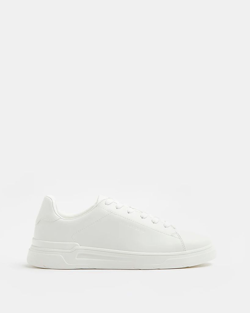 Mens River Island White Lace Up Cupsole Trainers