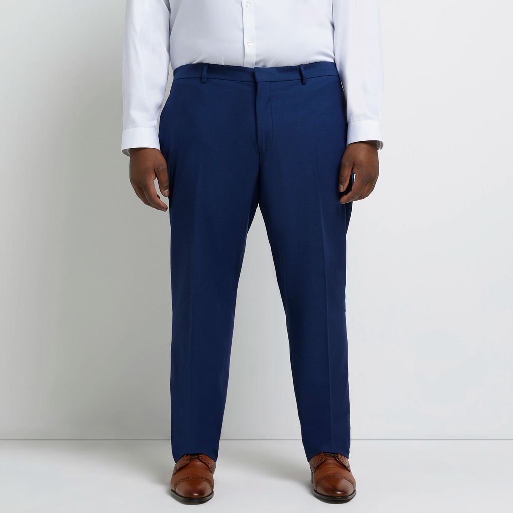 Mens River Island Big & Tall Blue Slim Fit Twill Suit Trouser