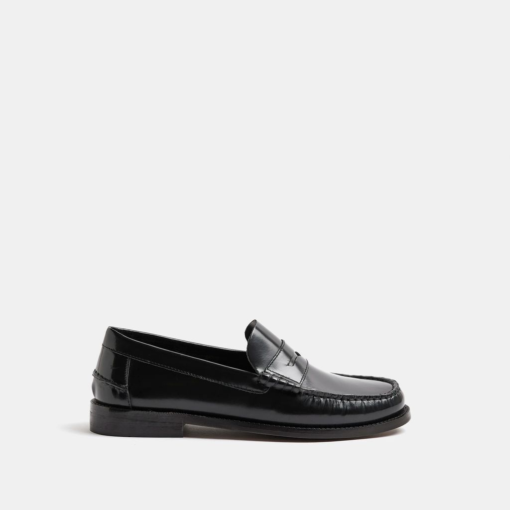 Mens River Island Black Leather Loafers